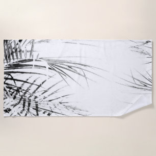 Palm Tree Leaves Minimalism Sketch Beach Towel