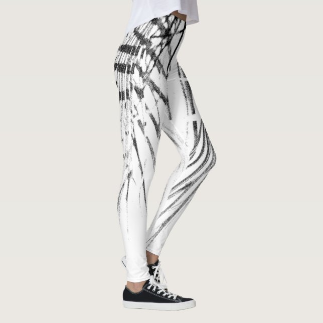 Palm Tree Leaves Minimalism Sketch Leggings (Right)