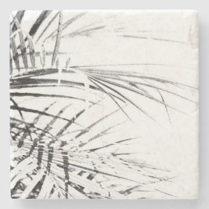 Palm Tree Leaves Minimalism Sketch Stone Coaster