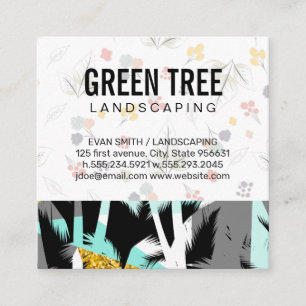 Palm Tree Leaves   Natural Pattern Square Business Card