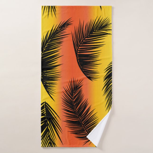 Palm tree leaves: seamless pattern. bath towel (Bath Towel)