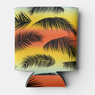 Palm tree leaves: seamless pattern. can cooler