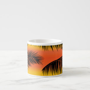 Palm tree leaves: seamless pattern. espresso cup