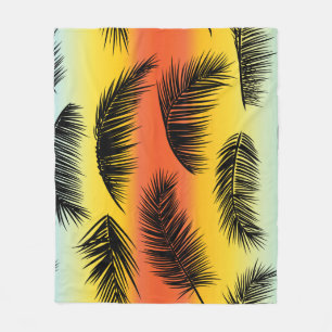 Palm tree leaves: seamless pattern. fleece blanket