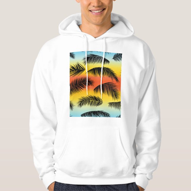Palm tree leaves: seamless pattern. hoodie (Front)