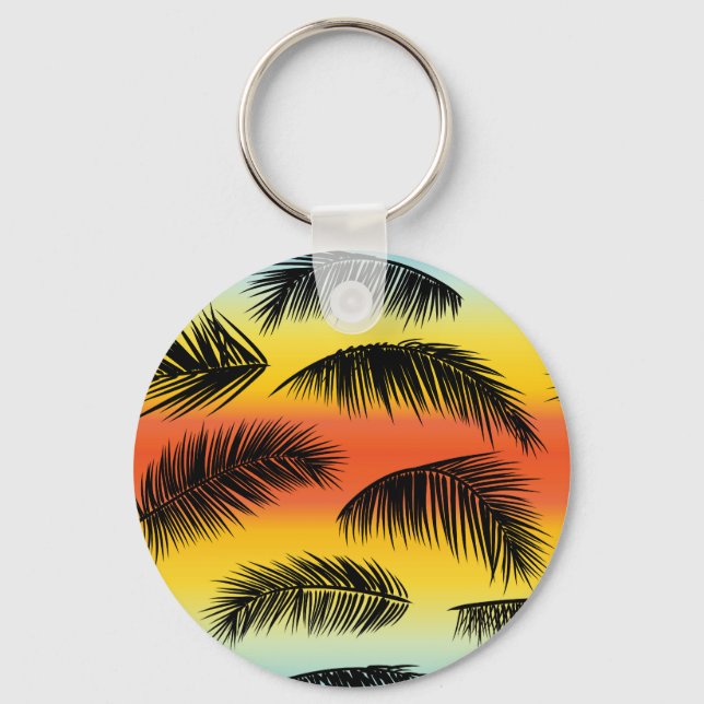 Palm tree leaves: seamless pattern. key ring (Front)