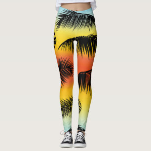 Palm tree leaves: seamless pattern. leggings