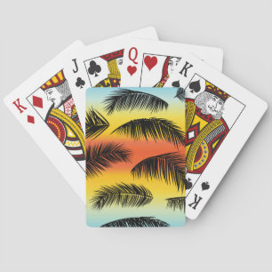Palm tree leaves: seamless pattern. playing cards