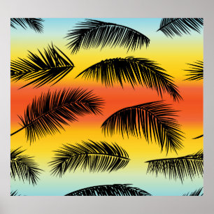Palm tree leaves: seamless pattern. poster