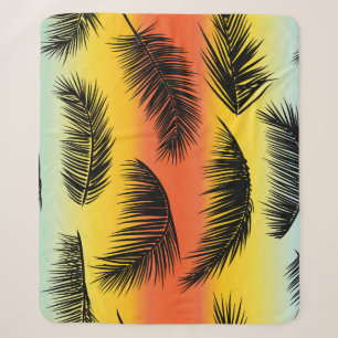 Palm tree leaves: seamless pattern. sherpa blanket