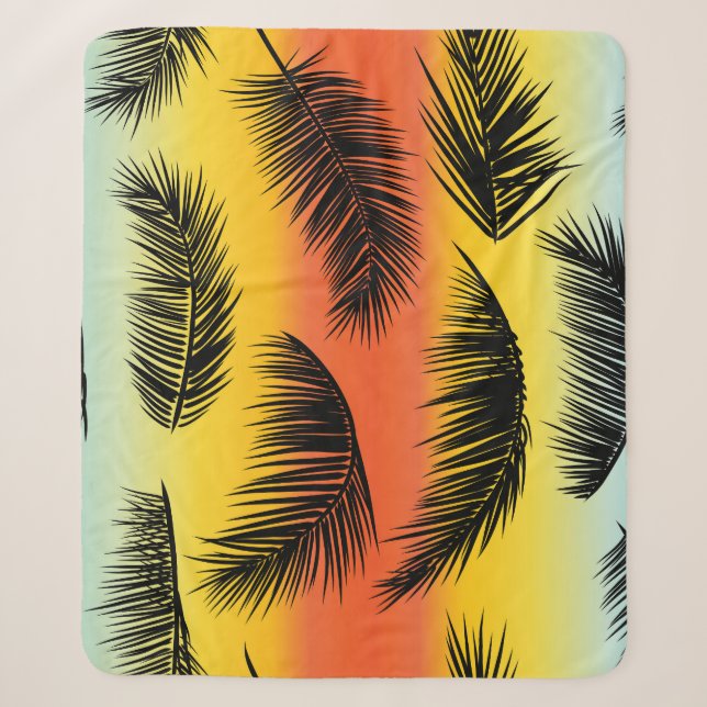 Palm tree leaves: seamless pattern. sherpa blanket (Front)