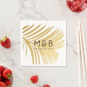 Palm Tree Leaves Tropical Gold Personalised Napkin
