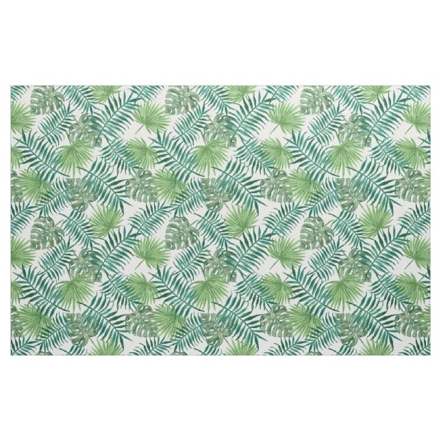 Palm Tree Leaves Tropical Green Pattern Fabric (Fat Quarter)
