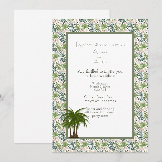 Palm Tree Leaves Tropical Wedding (Front/Back)