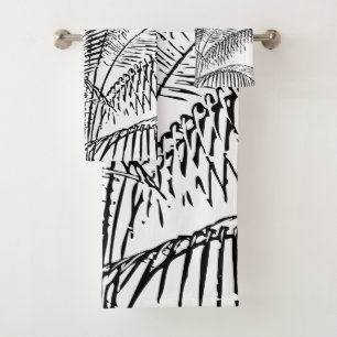 Palm Tree Leaves Vintage Retro Abstract Pattern  Bath Towel Set