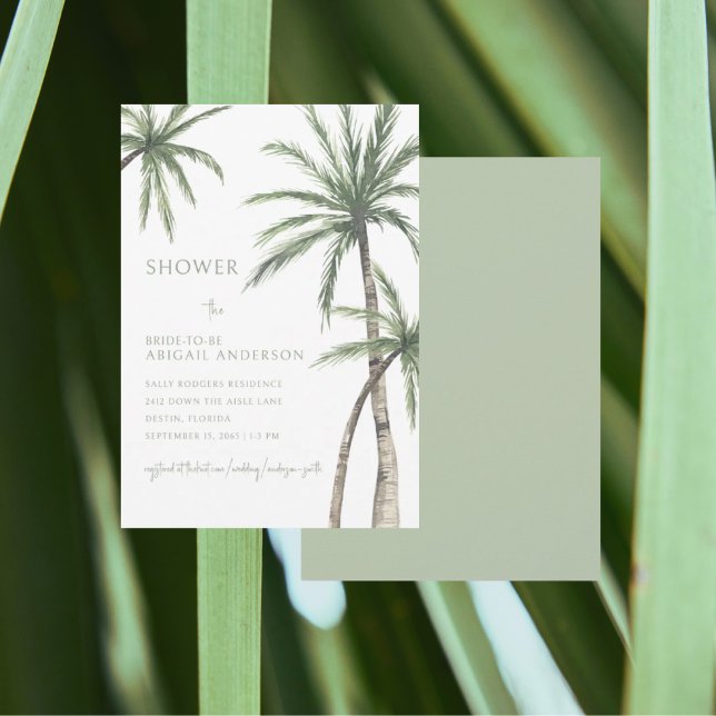 Palm Tree Light Sage Green Bridal Shower Invitation (Creator Uploaded)