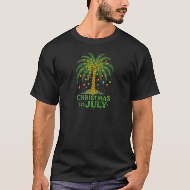 Palm Tree Lights Beach Summer Vacation Christmas I T-Shirt (Front)