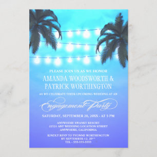 Palm Tree Lights Engagement Party Invitations
