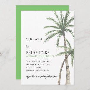 Palm Tree Lime Green Bridal Shower Invitation