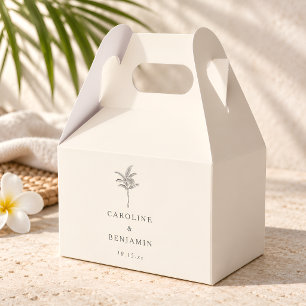 Palm Tree Line Art Custom Destination Wedding Favour Box