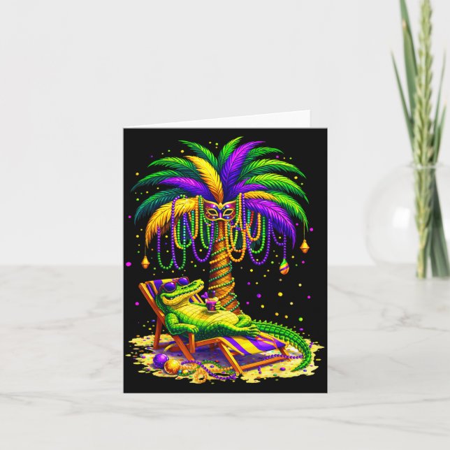 Palm Tree Mardi Gras Hawaiian Trocal Louisiana All Card (Front)