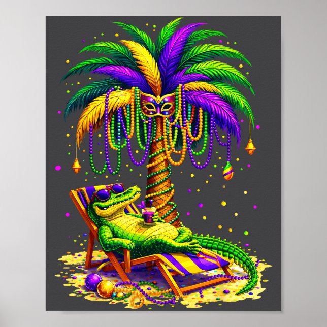 Palm Tree Mardi Gras Hawaiian Trocal Louisiana All Poster (Front)