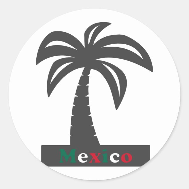 Palm Tree (Mexico Vacation) - Classic Round Sticke Classic Round Sticker (Front)