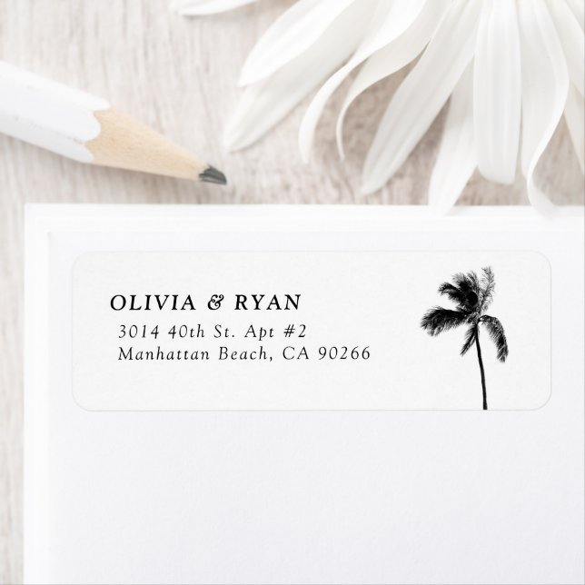 Palm Tree Modern Beach Return Address Labels (Insitu)
