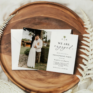 Palm Tree Monogram Beach Engagement Party Invitation