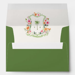 Palm Tree Monogram Tropical Destination Wedding Envelope