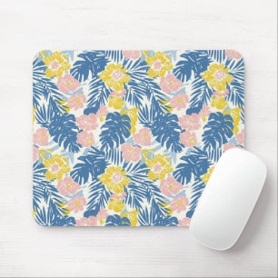 Palm tree monstera leaf floral pattern mouse pad