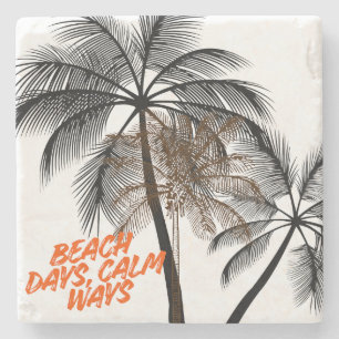 Palm Tree Motivation Art – Fully Customisable Stone Coaster