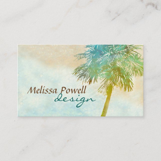 palm tree nature photo art custom double sided business card (Front)