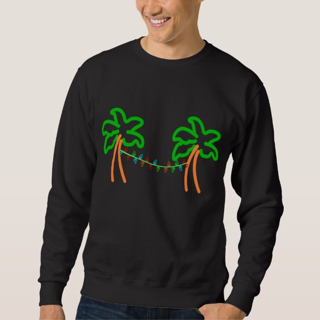 Palm Tree Neon Christmas Lights Sweatshirt (Front)
