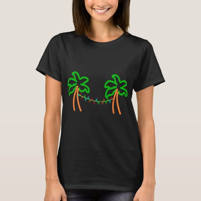 Palm Tree Neon Christmas Lights T-Shirt (Front)