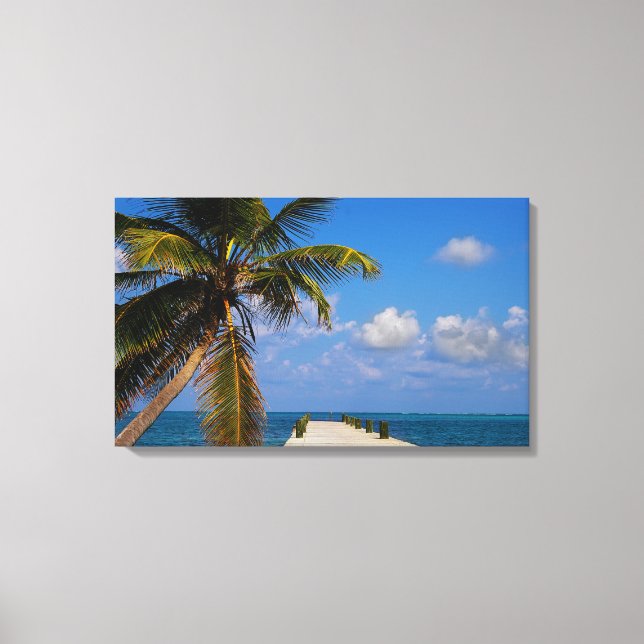 Palm Tree Ocean Tropical Beach Canvas Print (Front)
