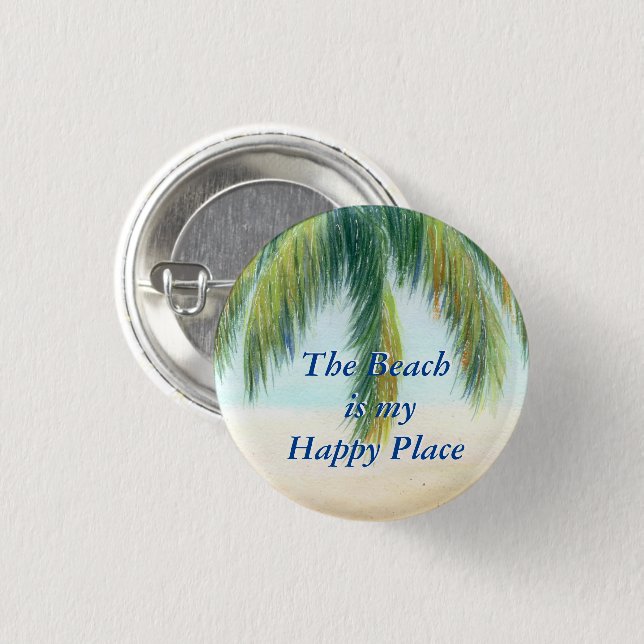 Palm tree on a sunny day on the beach 3 cm round badge (Front & Back)