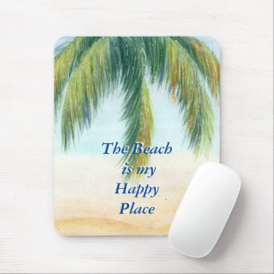 Palm tree on a sunny day on the beach mouse mat