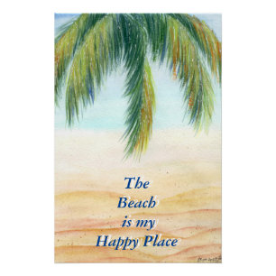 Palm tree on a sunny day on the beach poster