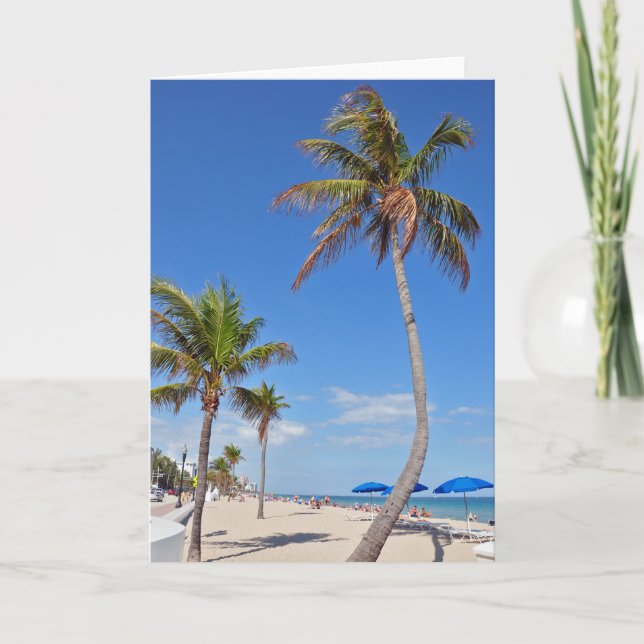 Palm Tree on the Beach Greeting Card (Front)