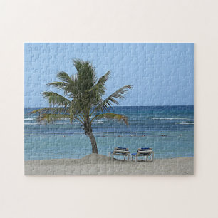 Palm Tree on the Beach Jigsaw Puzzle