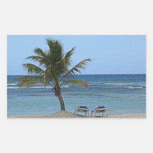 Palm Tree on the Beach Rectangular Sticker