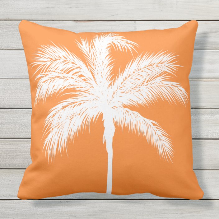Palm Tree Orange Outdoor Cushion Zazzle.co.uk