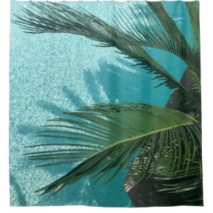 palm tree over the water shower curtain