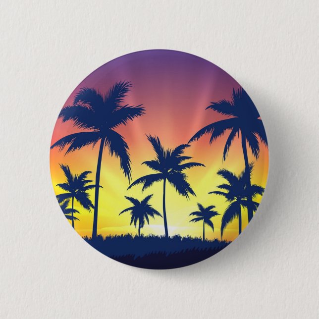 Palm tree pattern 6 cm round badge (Front)