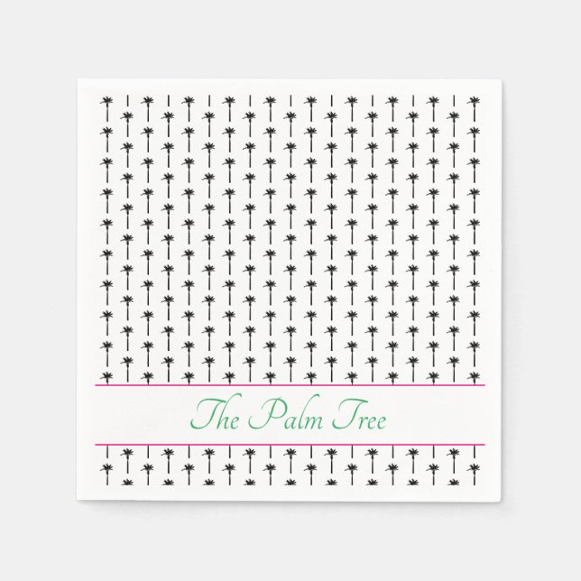 Palm Tree Pattern Coastal NAME Preppy Fun Napkin (Front)