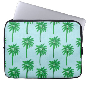 Palm Tree Pattern on Blue Laptop Sleeve