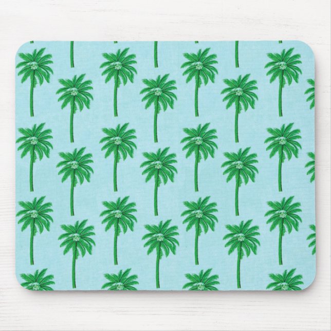 Palm Tree Pattern on Blue Mouse Mat (Front)