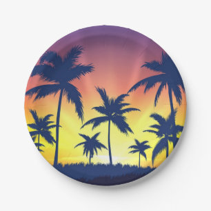 Palm tree pattern paper plate
