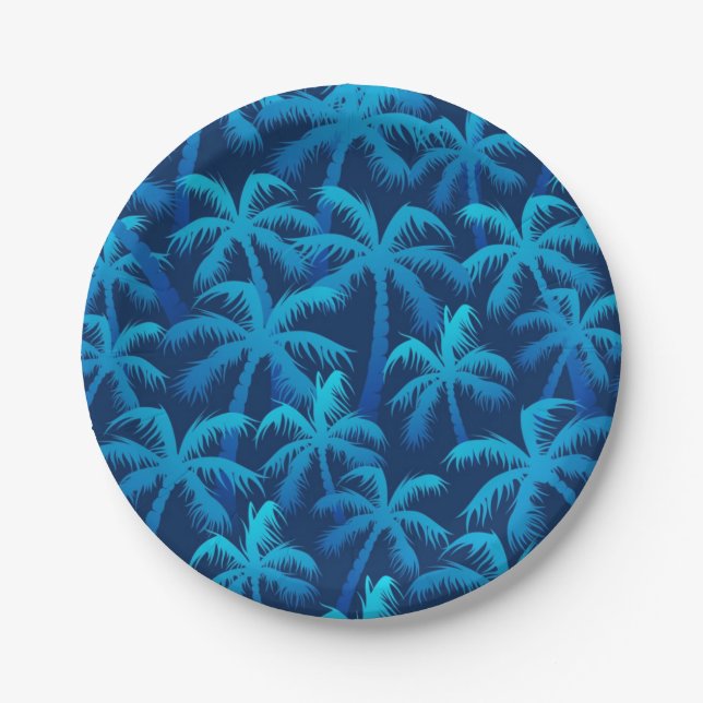 Palm tree pattern paper plate (Front)